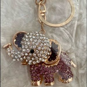 Rhinestone Elephant Purse Charm Key Chain BLING
